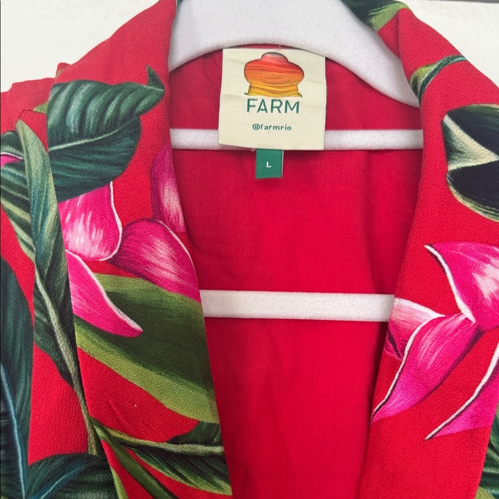 Farm Rio Garden Floral Maxi Dress Long Sleeve V Neck Size Large Tropical Boho - Picture 4 of 6